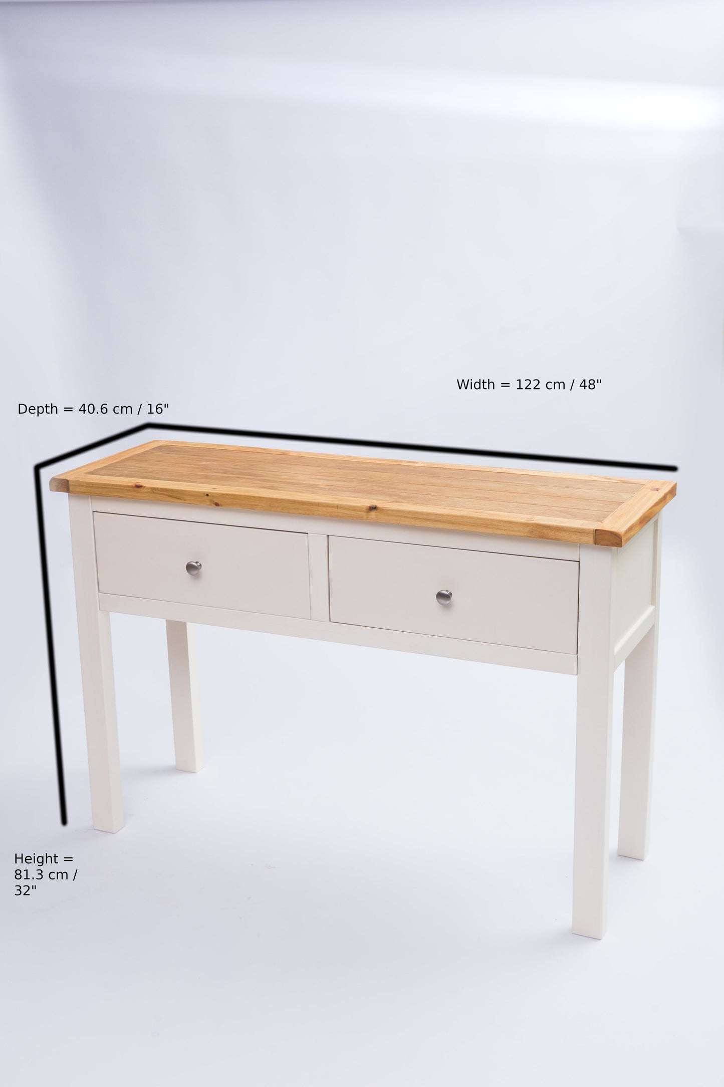 Ready-to-assemble solid wood console table
