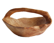 Hand-Crafted Root Wood Live Edge Basket with Handle - Large  (14-15" / 5-6")