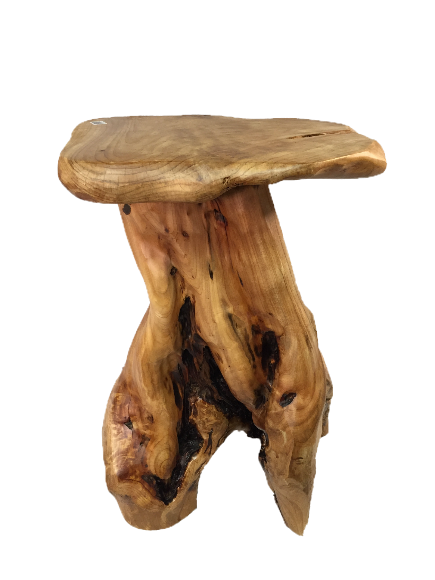 FUNCTIONAL ART is the best way to describe Greener Valley's stunning collection of stumps and roots that have been handcrafted into beautiful wine holders, cheese boards, platters, bowls and stools. Handcrafted from the roots and stumps of the Asian Cypress known as Shan Mu. These beautiful stools function equally well as a stool, end table or plant stand. Each piece is absolutely unique. This stool measures 24" high.