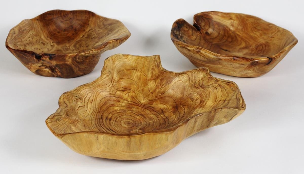 Hand-Crafted Root Wood Live Edge Bowl - Medium (12-13" x 3-4")