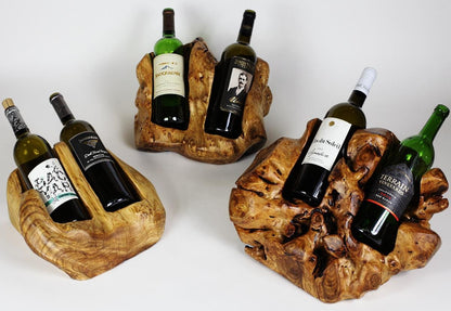 Hand-Crafted Root Wood Live Edge Wine Bottle Holder - 2