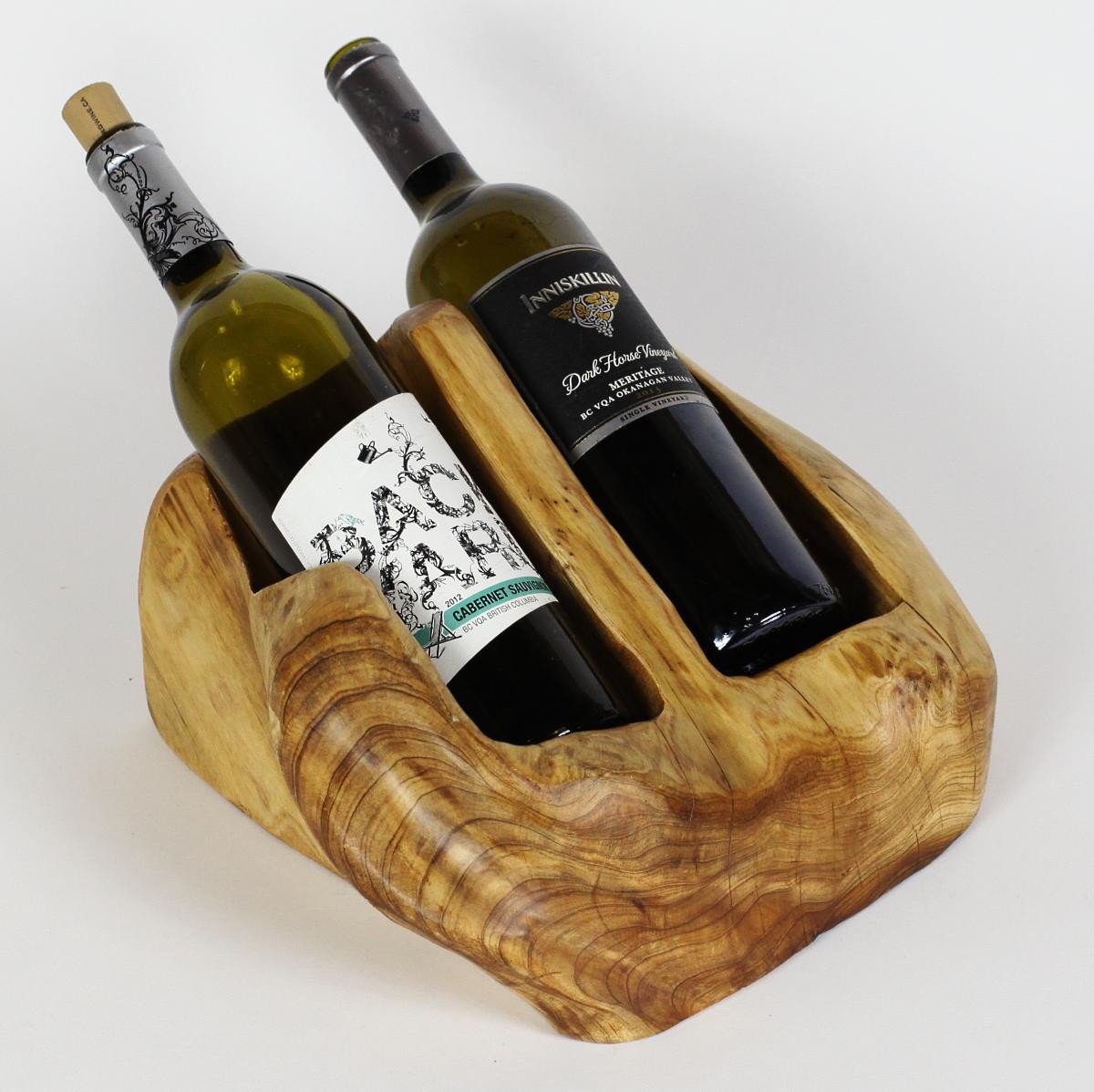 Hand-Crafted Root Wood Live Edge Wine Bottle Holder - 2