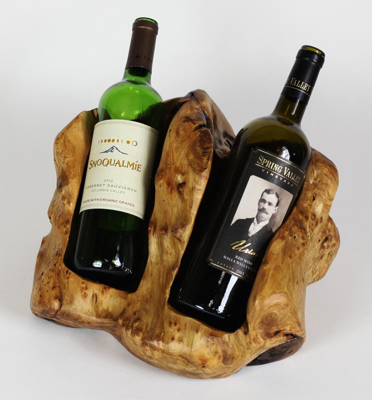 Hand-Crafted Root Wood Live Edge Wine Bottle Holder - 2