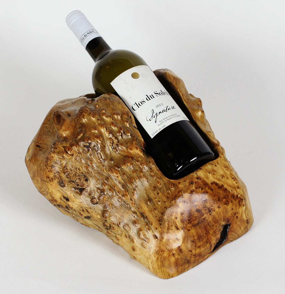 Hand-Crafted Root Wood Live Edge Wine Bottle Holder - 1