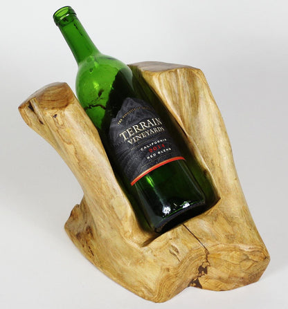 Hand-Crafted Root Wood Live Edge Wine Bottle Holder - 1