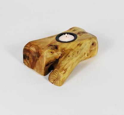 Hand-Crafted Root Wood Live Edge Candle Holder -1