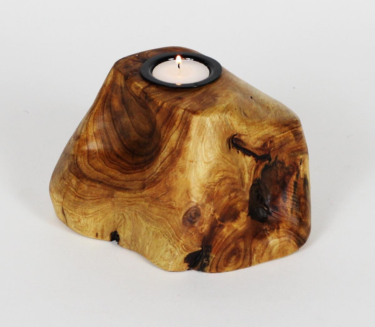 Hand-Crafted Root Wood Live Edge Candle Holder -1