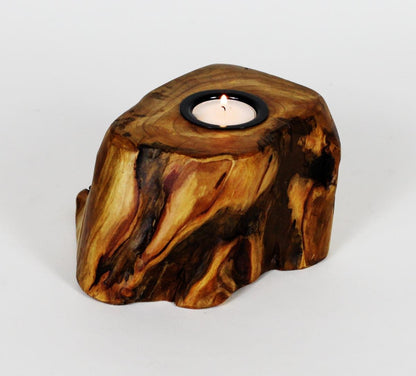 Hand-Crafted Root Wood Live Edge Candle Holder -1