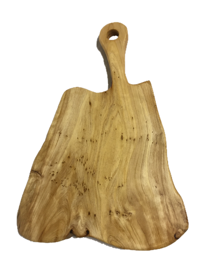 Hand-Crafted Root Wood Live Edge Cheese/Cutting Board with Long Handle