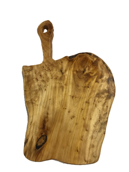 Hand-Crafted Root Wood Live Edge Cheese/Cutting Board with Long Handle