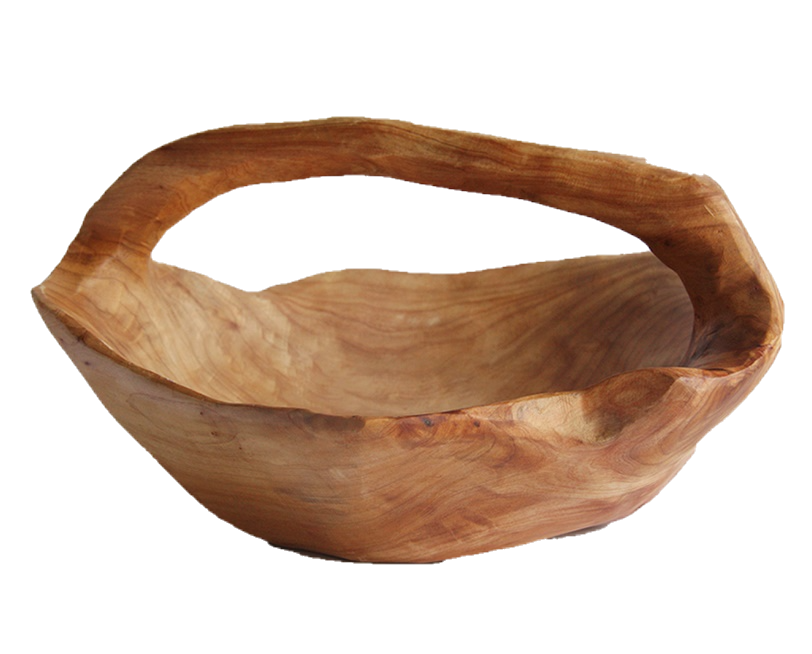 Hand-Crafted Root Wood Live Edge Basket with Handle - Large  (14-15
