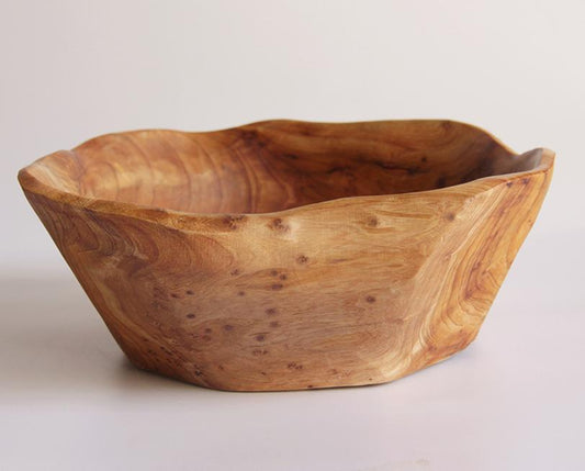 Hand-Crafted Root Wood Live Edge Bowl - Medium Small (10-11" / 3-4")