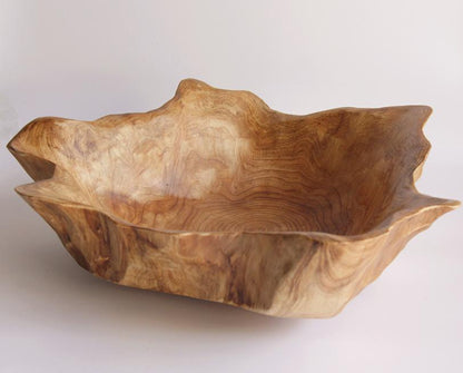 Hand-Crafted Root Wood Live Edge Bowl - Medium Large (14-15" / 3-4")