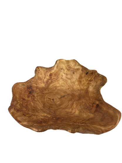 Hand-Crafted Root Wood Live Edge Bowl - Medium Large (14-15" / 3-4")