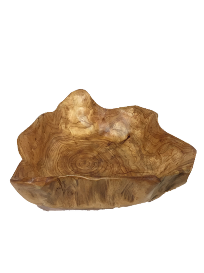 Hand-Crafted Root Wood Live Edge Bowl - Medium Large (14-15" / 3-4")