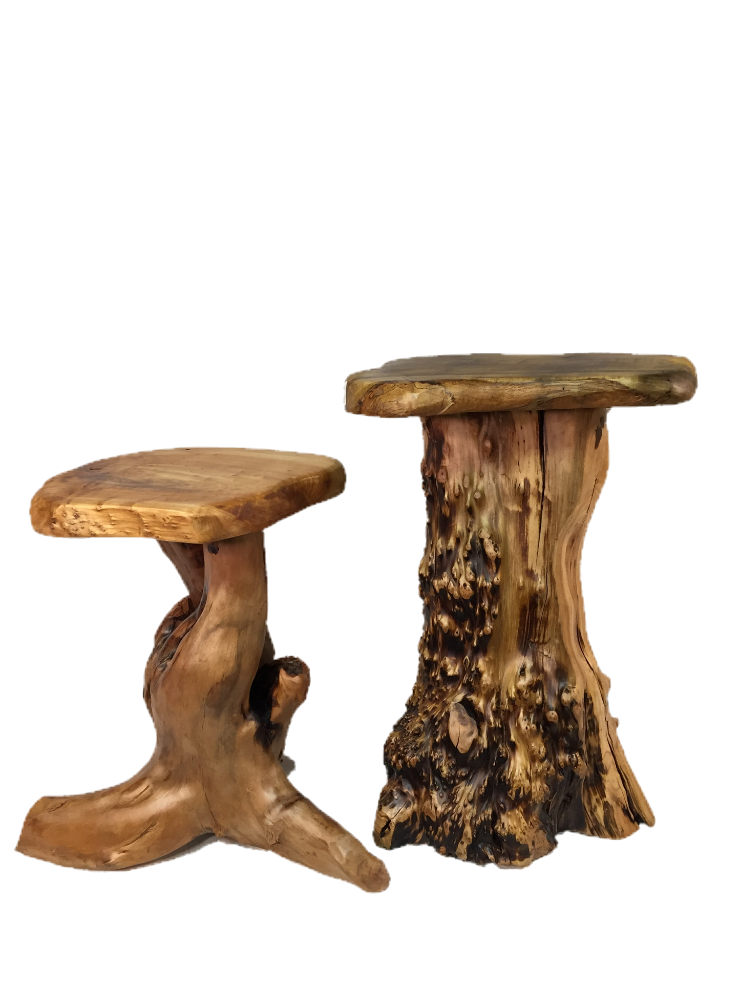Hand-Crafted Root Wood Live Edge Stool/Plant Stand - 24"