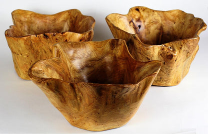 Hand-Crafted Root Wood Live Edge Bowl - Large Salad (12-13" x 8")