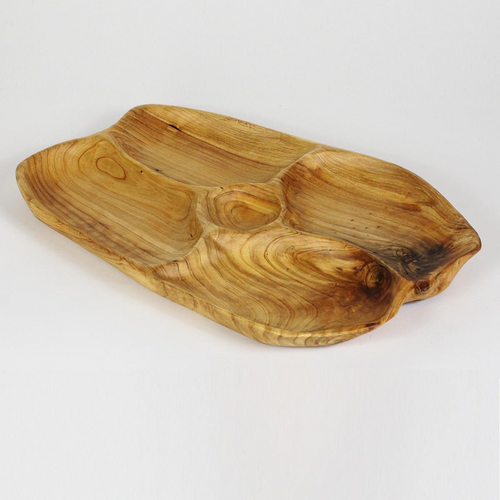 Hand-Crafted Root Wood Live Edge Divided Platter with dip cup - Large - 5 sections  (20-21