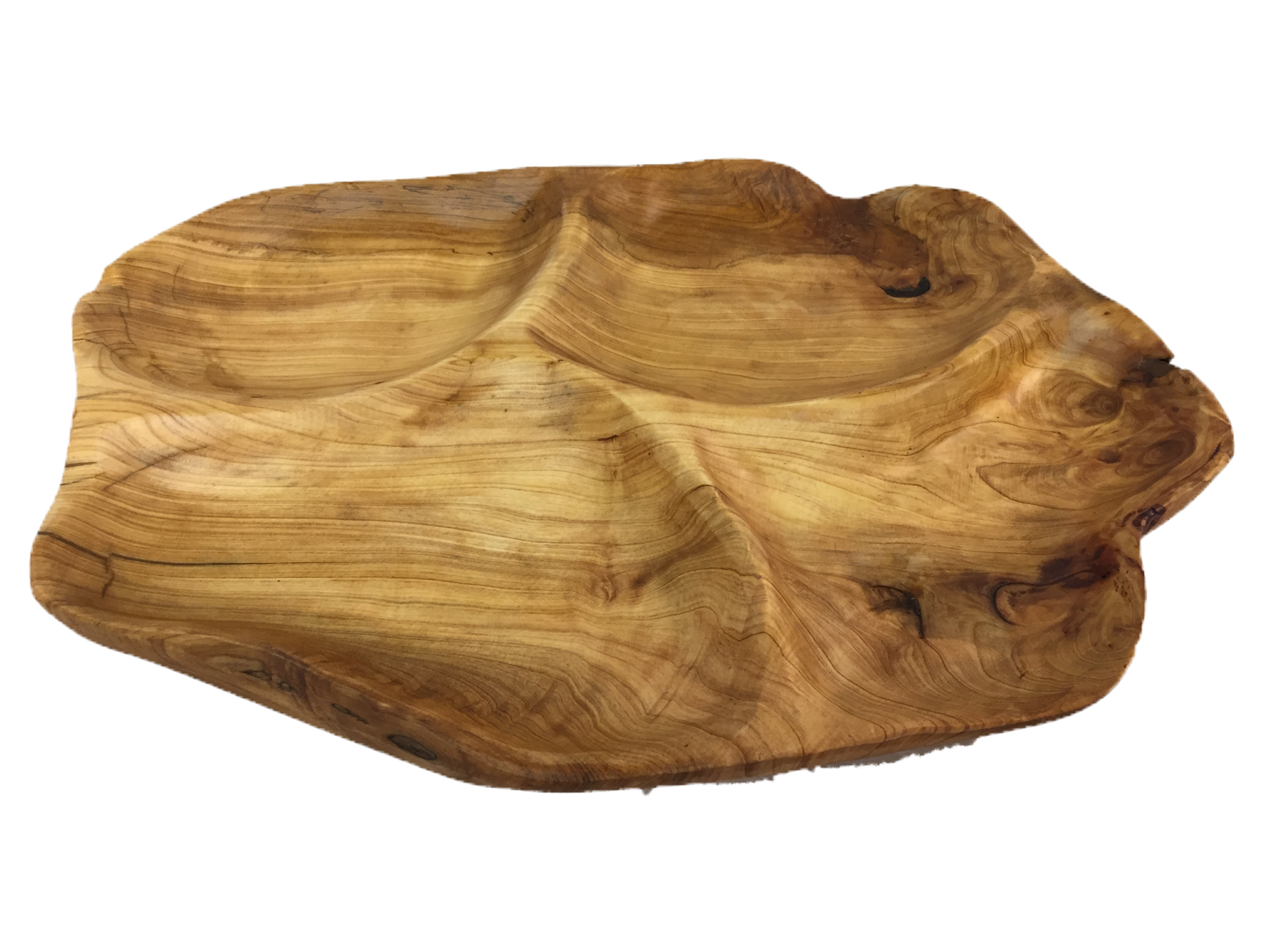 Hand-Crafted Root Wood Live Edge Divided Platter (17-19" x 2")