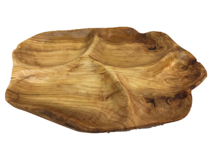 Hand-Crafted Root Wood Live Edge Divided Platter (17-19" x 2")