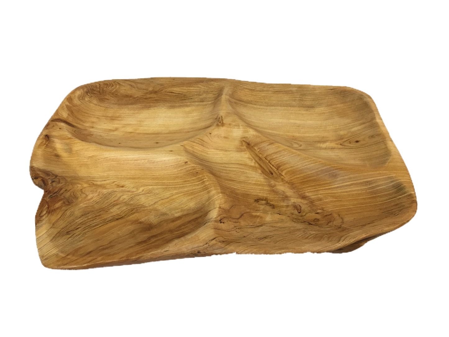 Hand-Crafted Root Wood Live Edge Divided Platter (17-19" x 2")