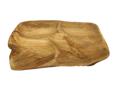 Hand-Crafted Root Wood Live Edge Divided Platter (17-19" x 2")