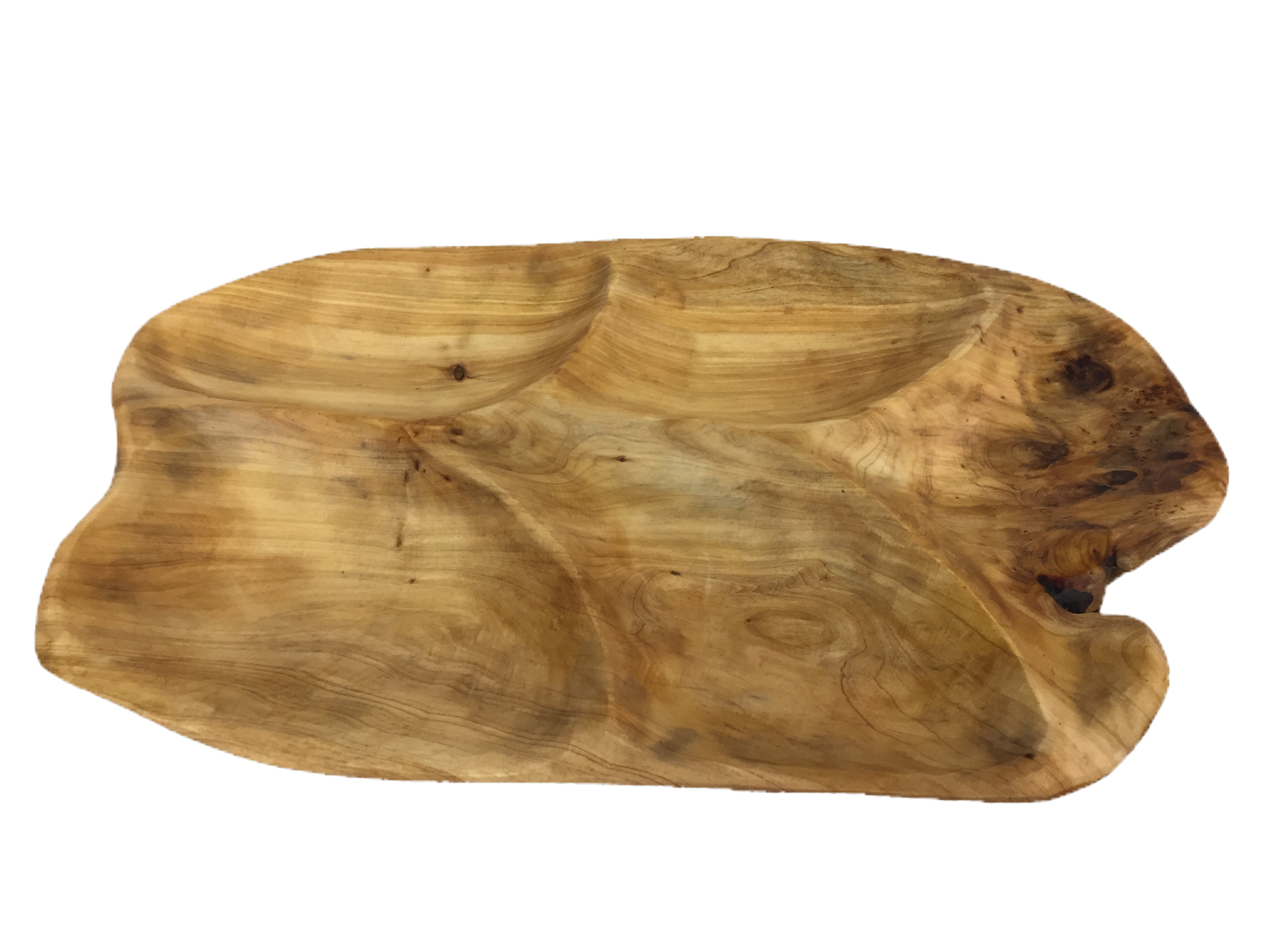 Hand-Crafted Root Wood Live Edge Divided Platter - Large - 4 sections  (20-21" / 2")