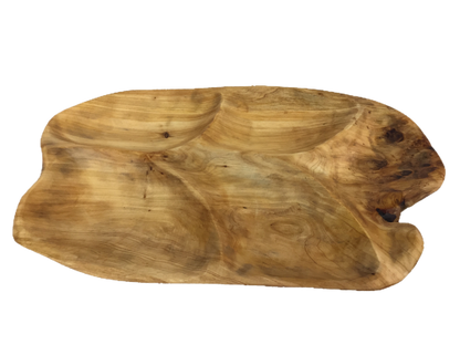 Hand-Crafted Root Wood Live Edge Divided Platter - Large - 4 sections  (20-21" / 2")