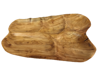 Hand-Crafted Root Wood Live Edge Divided Platter - Large - 4 sections  (20-21" / 2")