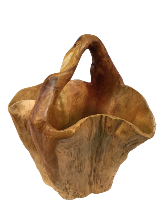 FUNCTIONAL ART is the best way to describe Greener Valley's stunning collection of stumps and roots that have been handcrafted into beautiful wine holders, cheese boards, platters, bowls and stools. Handcrafted from the roots and stumps of the Asian Cypress known as Shan Mu. These beautiful stools function equally well as a stool, end table or plant stand. Each piece is absolutely unique. This stool measures 24" high.