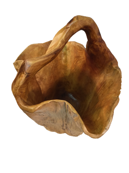 FUNCTIONAL ART is the best way to describe Greener Valley's stunning collection of stumps and roots that have been handcrafted into beautiful wine holders, cheese boards, platters, bowls and stools. Handcrafted from the roots and stumps of the Asian Cypress known as Shan Mu. These beautiful stools function equally well as a stool, end table or plant stand. Each piece is absolutely unique. This stool measures 24" high.