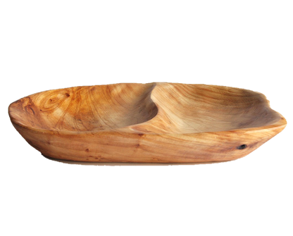 Hand-Crafted Root Wood Live Edge Divided Platter - 2 divisions (13-14" / 2")