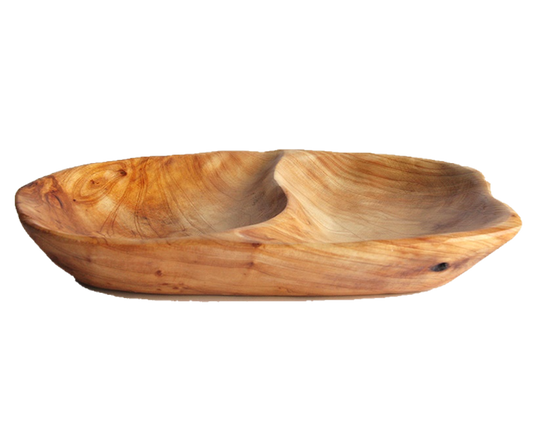 Hand-Crafted Root Wood Live Edge Divided Platter - 2 divisions (13-14" / 2")