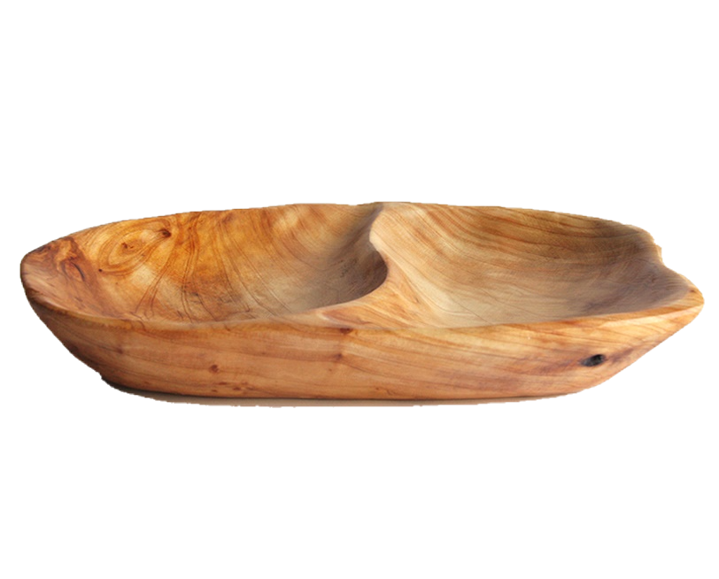 Hand-Crafted Root Wood Live Edge Divided Platter - 2 divisions (13-14