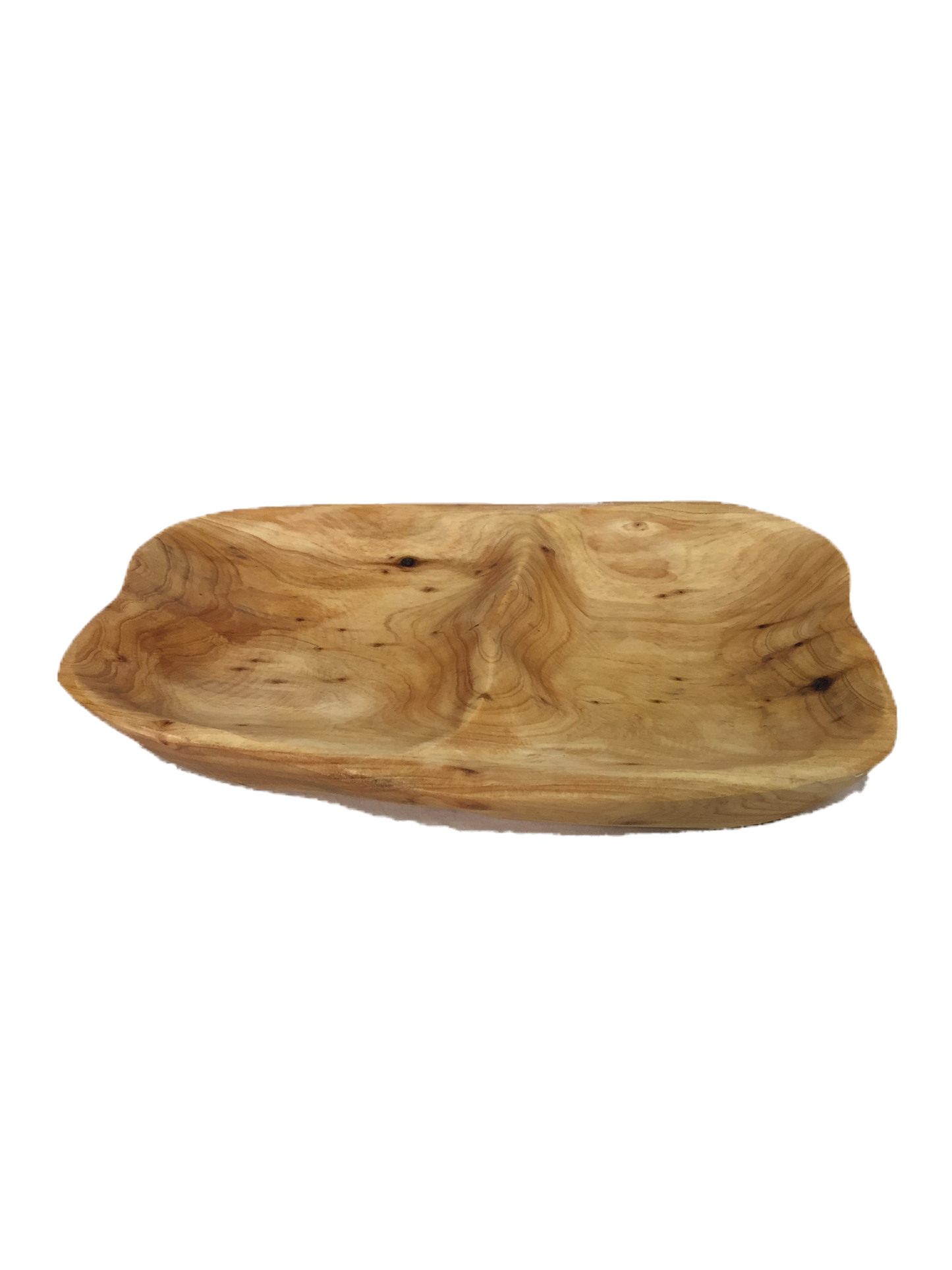 Hand-Crafted Root Wood Live Edge Divided Platter - 2 divisions (13-14" / 2")