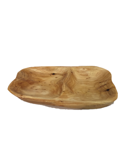 Hand-Crafted Root Wood Live Edge Divided Platter - 2 divisions (13-14" / 2")