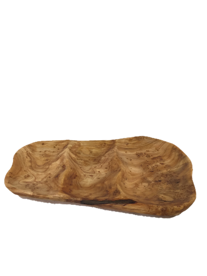 Hand-Crafted Root Wood Live Edge Divided Platter - 3 divisions (15-16" / 2")