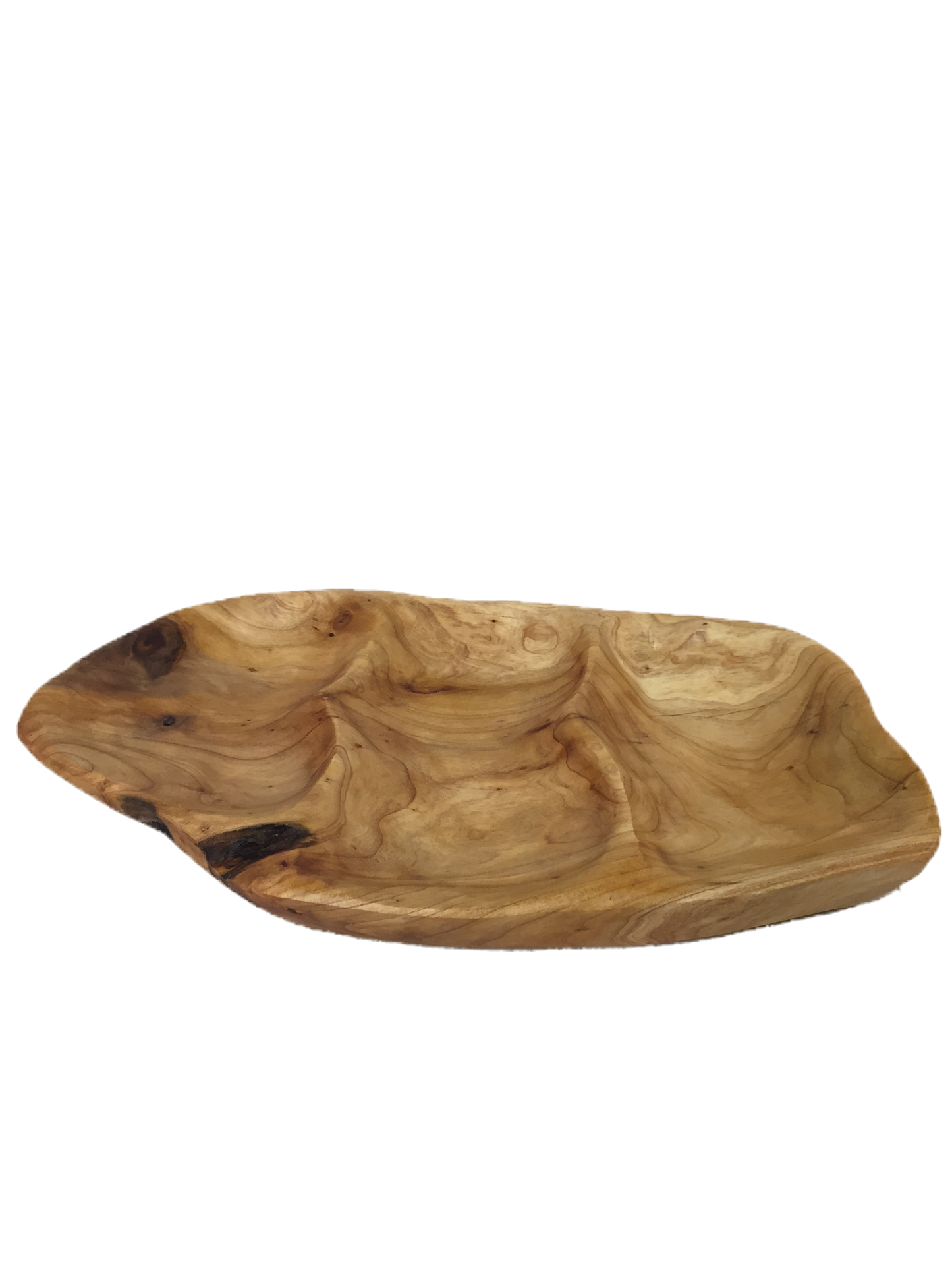 Hand-Crafted Root Wood Live Edge Divided Platter - 3 divisions (15-16" / 2")