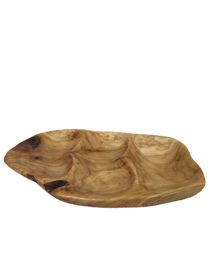 Hand-Crafted Root Wood Live Edge Divided Platter - 3 divisions (15-16" / 2")