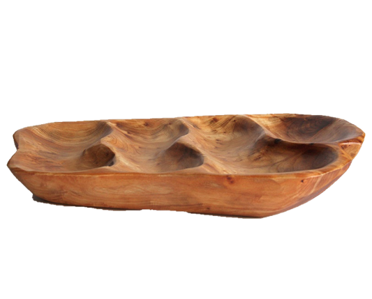 Hand-Crafted Root Wood Live Edge Divided Platter - 4 divisions (17-19" / 2")