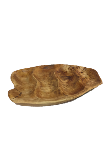 Hand-Crafted Root Wood Live Edge Divided Platter - 4 divisions (17-19" / 2")