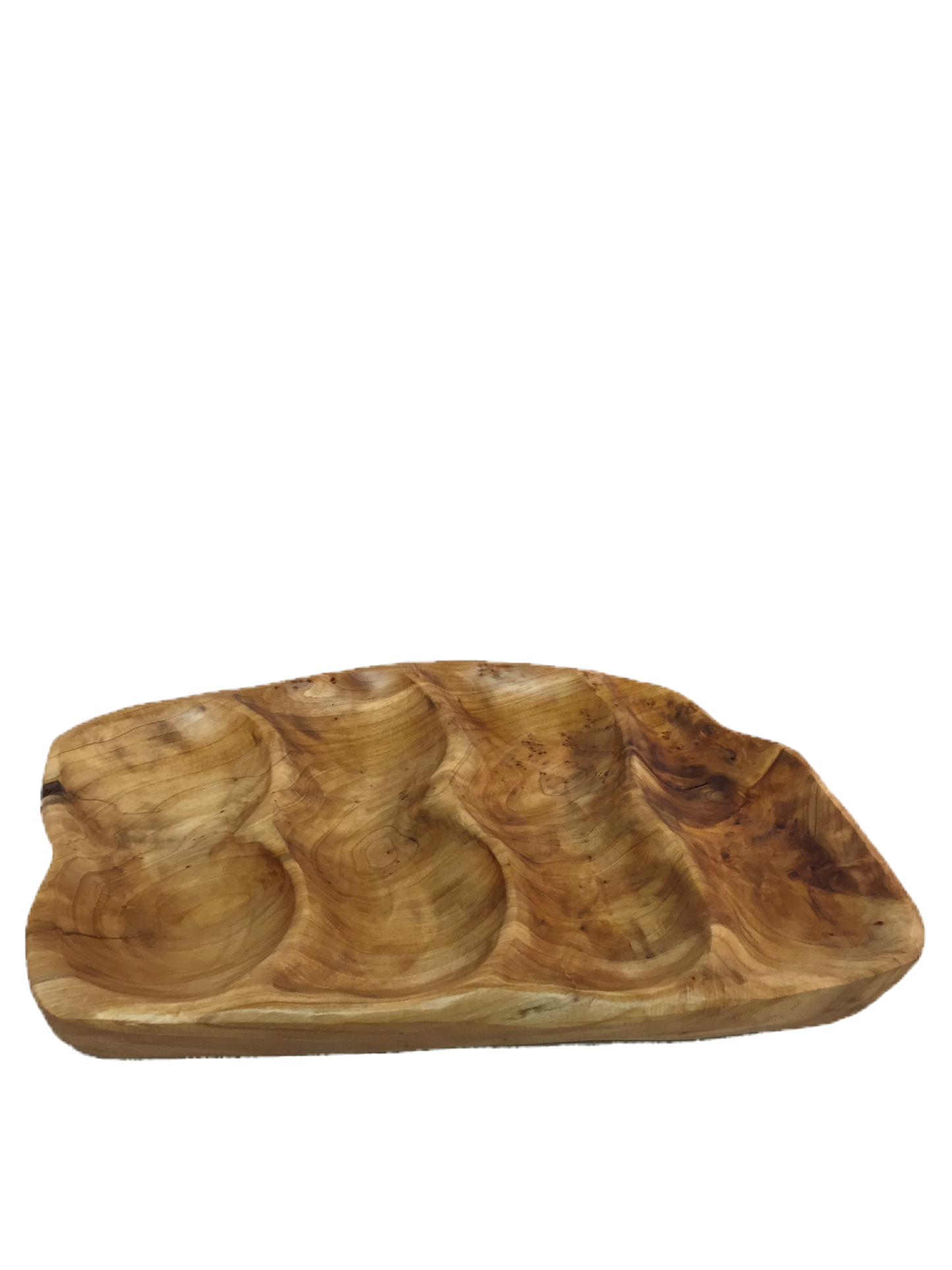 Hand-Crafted Root Wood Live Edge Divided Platter - 4 divisions (17-19" / 2")