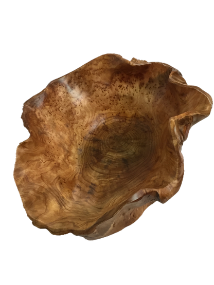 Hand-Crafted Root Wood Live Edge Party Bowl - Medium (14-15")