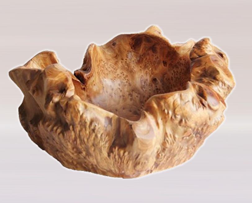 Hand-Crafted Root Wood Live Edge Party Bowl - Small (12-13")