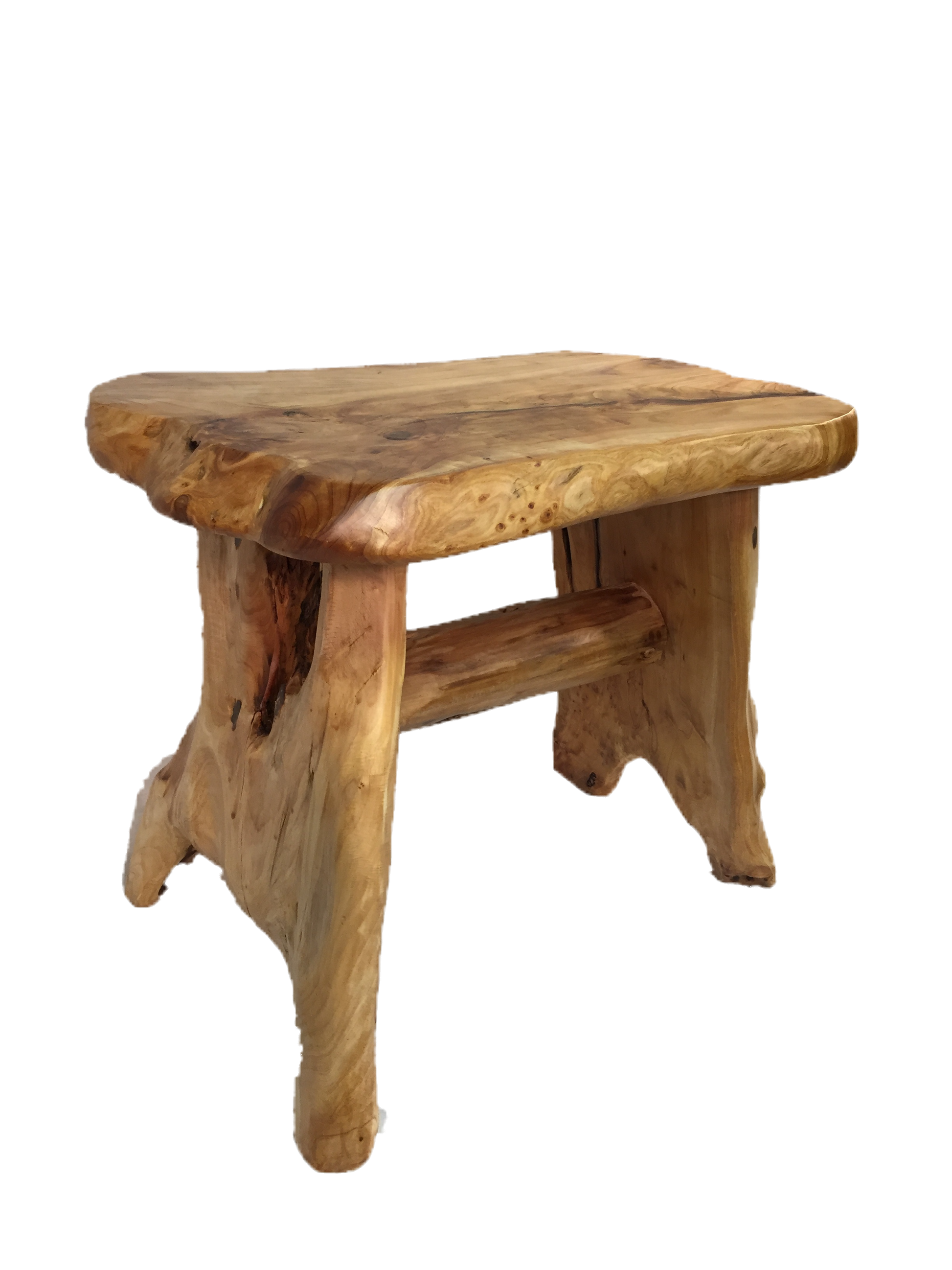 FUNCTIONAL ART is the best way to describe Greener Valley's stunning collection of stumps and roots that have been handcrafted into beautiful wine holders, cheese boards, platters, bowls and stools. Handcrafted from the roots and stumps of the Asian Cypress known as Shan Mu. These beautiful stools function equally well as a stool, end table or plant stand. Each piece is absolutely unique. This stool measures 24" high.