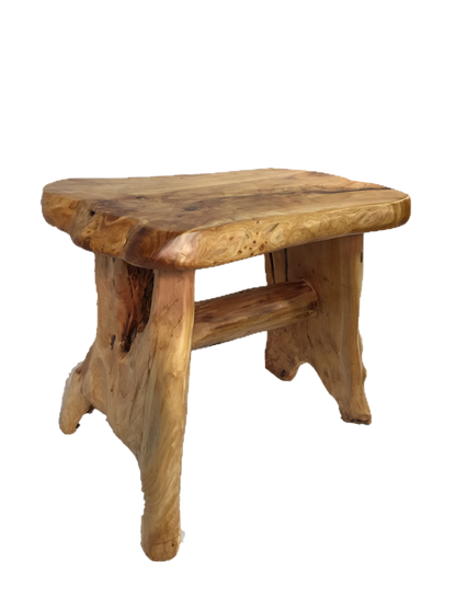 FUNCTIONAL ART is the best way to describe Greener Valley's stunning collection of stumps and roots that have been handcrafted into beautiful wine holders, cheese boards, platters, bowls and stools. Handcrafted from the roots and stumps of the Asian Cypress known as Shan Mu. These beautiful stools function equally well as a stool, end table or plant stand. Each piece is absolutely unique. This stool measures 24" high.