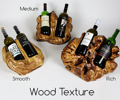 Hand-Crafted Root Wood Live Edge Wine Bottle Holder - 2