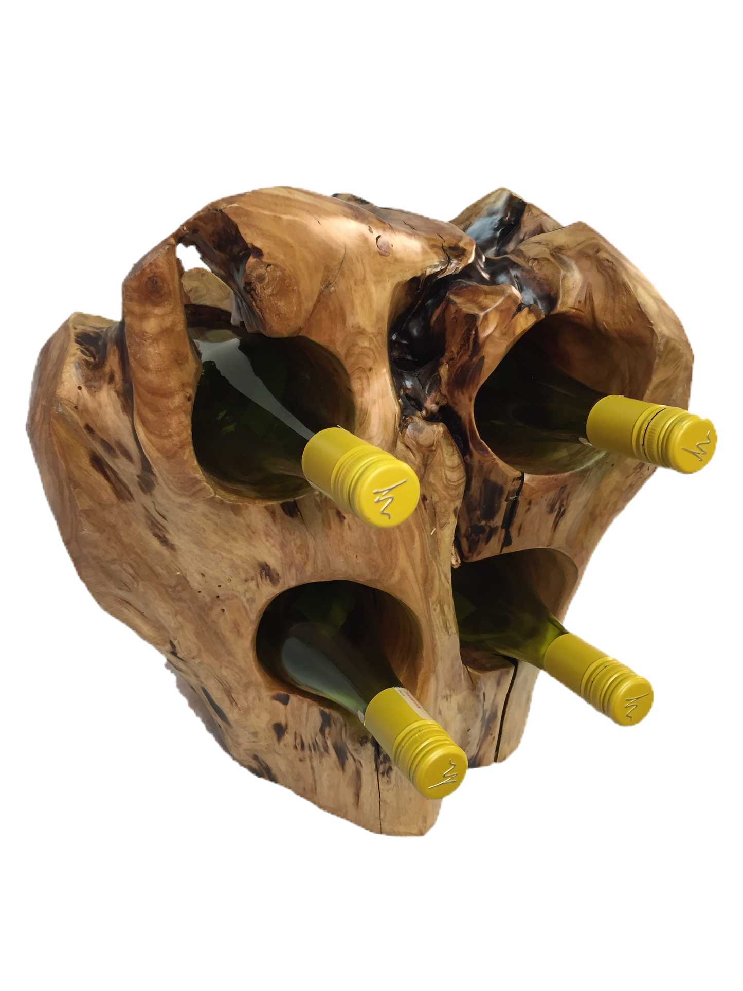 Hand-Crafted Rood Wood Live Edge Wine Stump - 4 bottle (16-24" / 8-12")