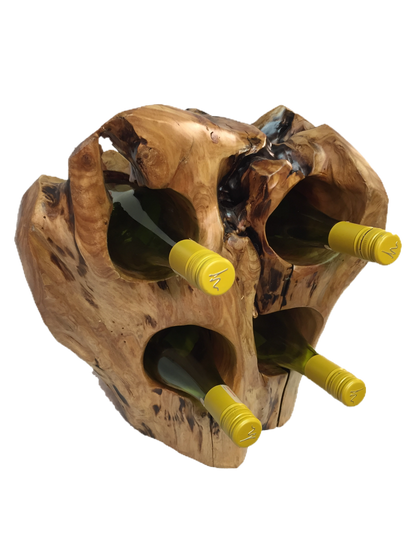 Hand-Crafted Rood Wood Live Edge Wine Stump - 4 bottle (16-24" / 8-12")